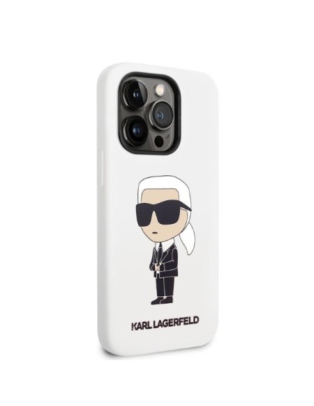 Karl Lagerfeld Silicone Ikonik dėklas iPhone 14 Pro Max - baltas Karl Lagerfeld Silicone Ikonik dėklas iPhone 14 Pro Max - baltas
