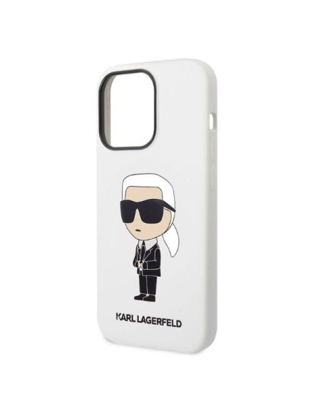 Karl Lagerfeld Silicone Ikonik dėklas iPhone 14 Pro Max - baltas Karl Lagerfeld Silicone Ikonik dėklas iPhone 14 Pro Max - baltas