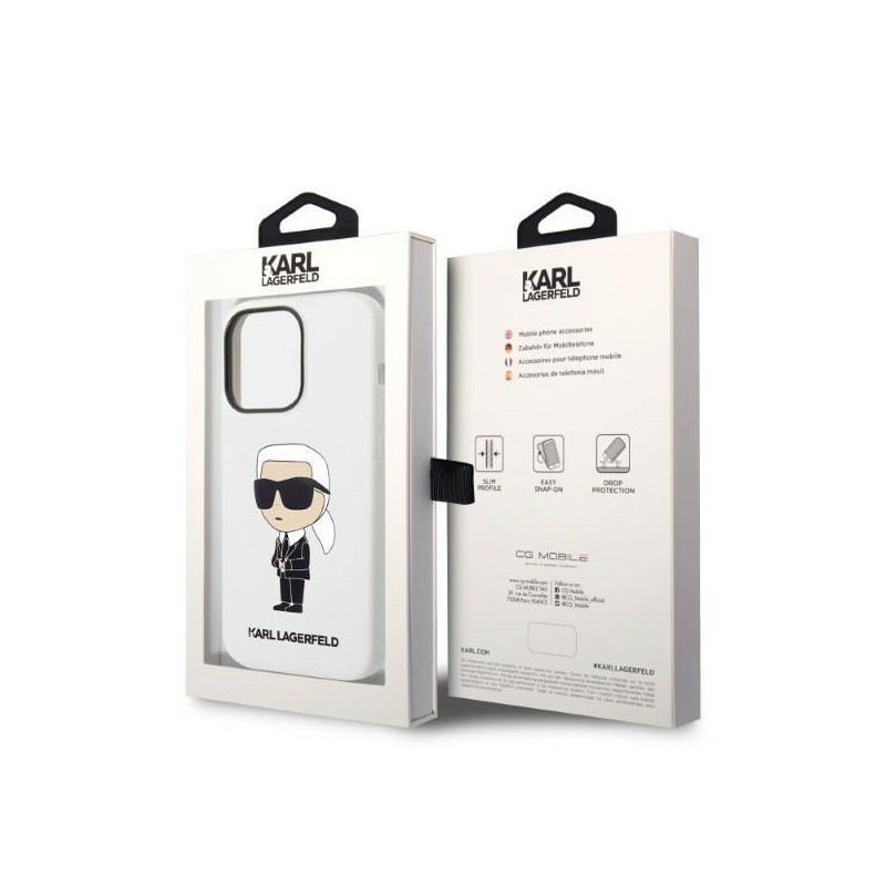 Karl Lagerfeld Silicone Ikonik dėklas iPhone 14 Pro Max - baltas