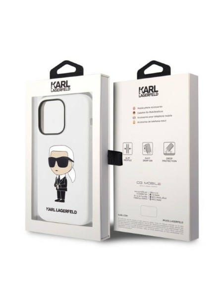 Karl Lagerfeld Silicone Ikonik dėklas iPhone 14 Pro Max - baltas Karl Lagerfeld Silicone Ikonik dėklas iPhone 14 Pro Max - baltas