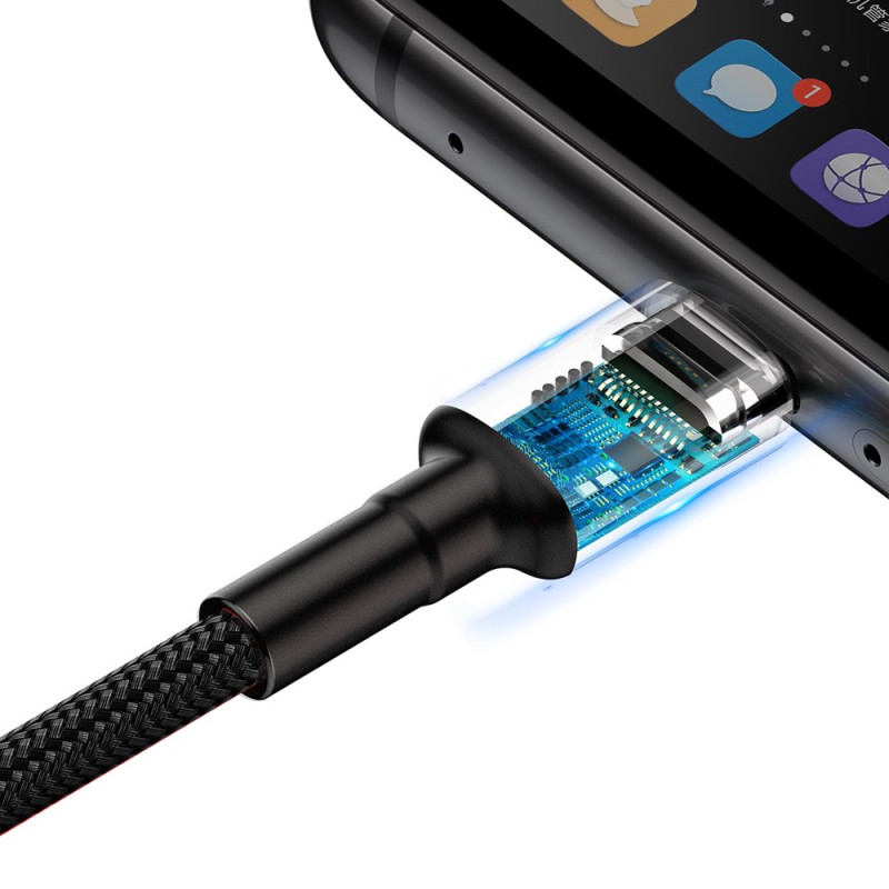 Patvarus USB laidas USB-C 40 W Quick Charge 3.0 QC 3.0 1m pilkai juodas