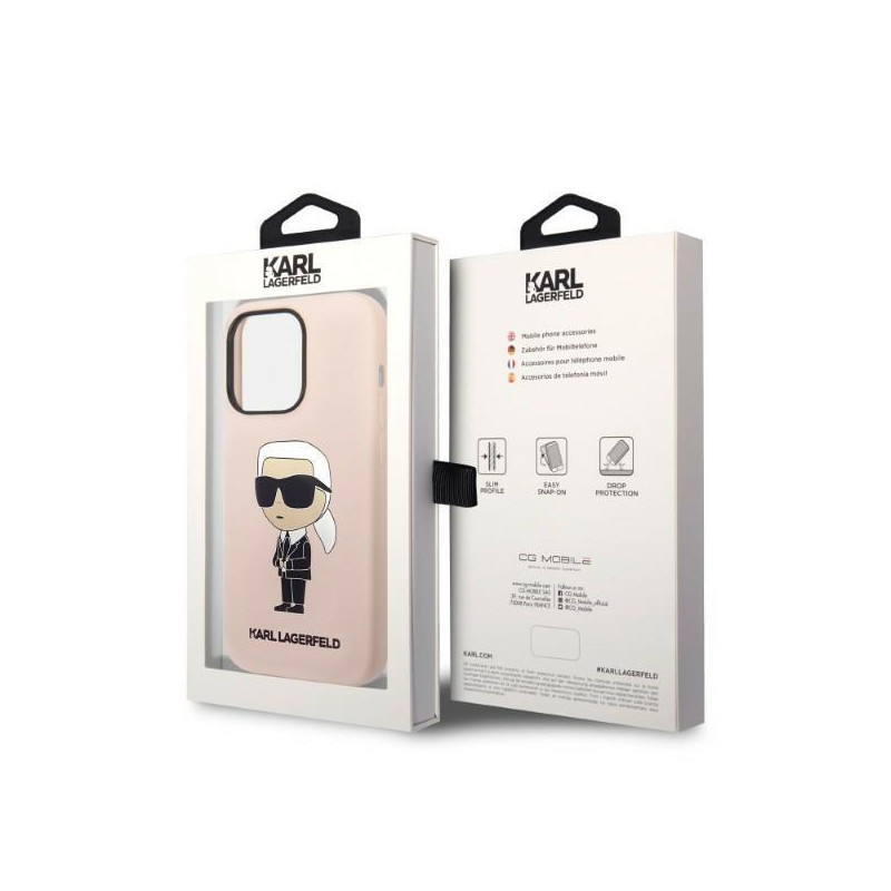 Karl Lagerfeld Silicone Ikonik dėklas iPhone 14 Pro Max - rožinis