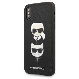 Karl Lagerfeld Saffiano Karl&Choupette Head dėklas iPhone X/ XS - juodas