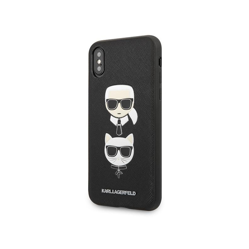 Karl Lagerfeld Saffiano Karl&Choupette Head dėklas iPhone X/ XS - juodas