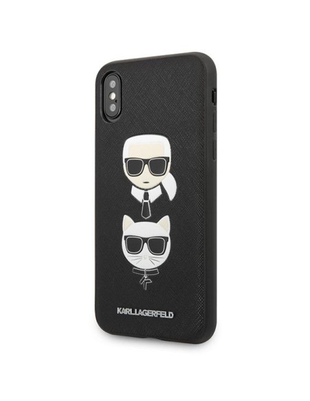 Karl Lagerfeld Saffiano Karl&Choupette Head dėklas iPhone X/ XS - juodas Karl Lagerfeld Saffiano Karl&Choupette Head dėklas iPhone X/ XS - juodas