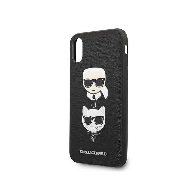 Karl Lagerfeld Saffiano Karl&Choupette Head dėklas iPhone X/ XS - juodas