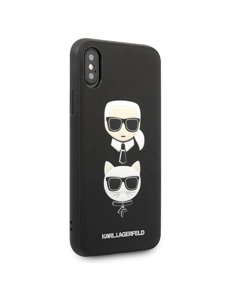 Karl Lagerfeld Saffiano Karl&Choupette Head dėklas iPhone X/ XS - juodas Karl Lagerfeld Saffiano Karl&Choupette Head dėklas iPhone X/ XS - juodas