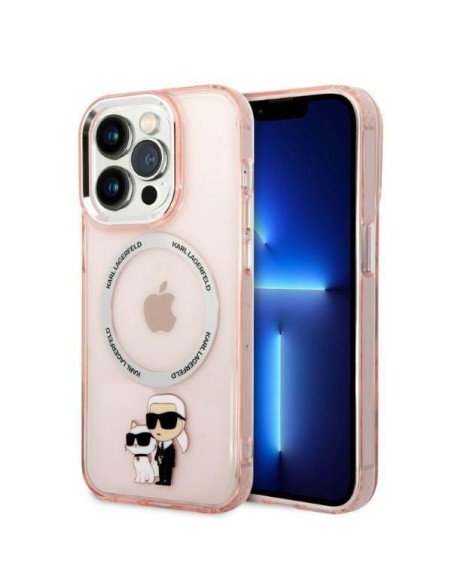 Karl Lagerfeld Iconic Karl&Choupette MagSafe dėklas iPhone 14 Pro - rožinis Karl Lagerfeld Iconic Karl&Choupette MagSafe dėklas iPhone 14 Pro - rožinis