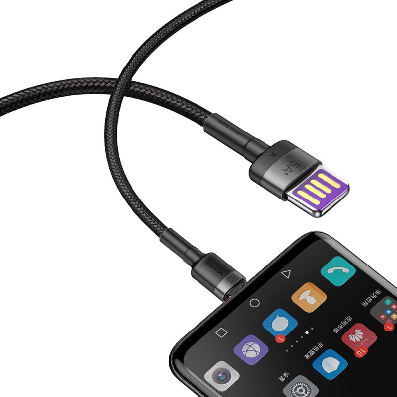 Patvarus USB laidas USB-C 40 W Quick Charge 3.0 QC 3.0 1m pilkai juodas