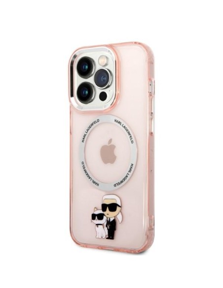 Karl Lagerfeld Iconic Karl&Choupette MagSafe dėklas iPhone 14 Pro - rožinis Karl Lagerfeld Iconic Karl&Choupette MagSafe dėklas iPhone 14 Pro - rožinis