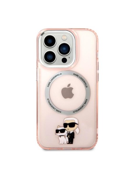 Karl Lagerfeld Iconic Karl&Choupette MagSafe dėklas iPhone 14 Pro - rožinis Karl Lagerfeld Iconic Karl&Choupette MagSafe dėklas iPhone 14 Pro - rožinis