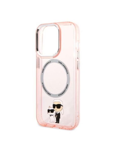 Karl Lagerfeld Iconic Karl&Choupette MagSafe dėklas iPhone 14 Pro - rožinis Karl Lagerfeld Iconic Karl&Choupette MagSafe dėklas iPhone 14 Pro - rožinis
