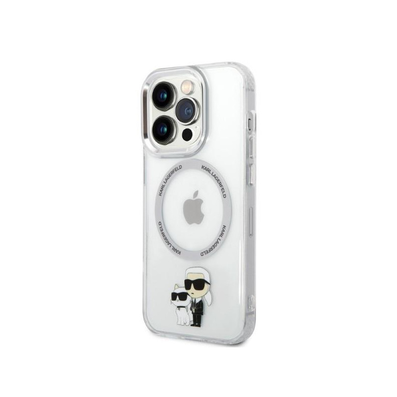 Karl Lagerfeld Iconic Karl&Choupette MagSafe dėklas, skirtas iPhone 14 Pro - skaidrus