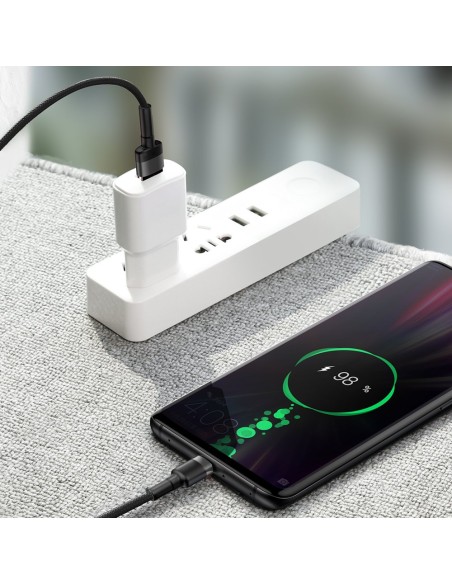 Patvarus USB laidas USB-C 40 W Quick Charge 3.0 QC 3.0 1m pilkai juodas Patvarus USB laidas USB-C 40 W Quick Charge 3.0 QC 3.0 1m pilkai juodas