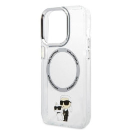 Karl Lagerfeld Iconic Karl&Choupette MagSafe dėklas, skirtas iPhone 14 Pro - skaidrus