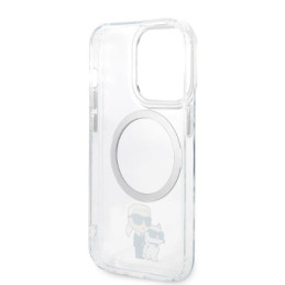 Karl Lagerfeld Iconic Karl&Choupette MagSafe dėklas, skirtas iPhone 14 Pro - skaidrus