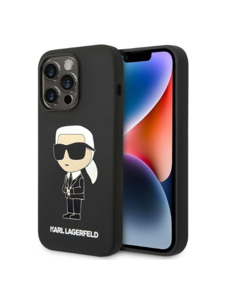 Karl Lagerfeld Silicone Ikonik MagSafe dėklas iPhone 14 Pro - juodas Karl Lagerfeld Silicone Ikonik MagSafe dėklas iPhone 14 Pro - juodas