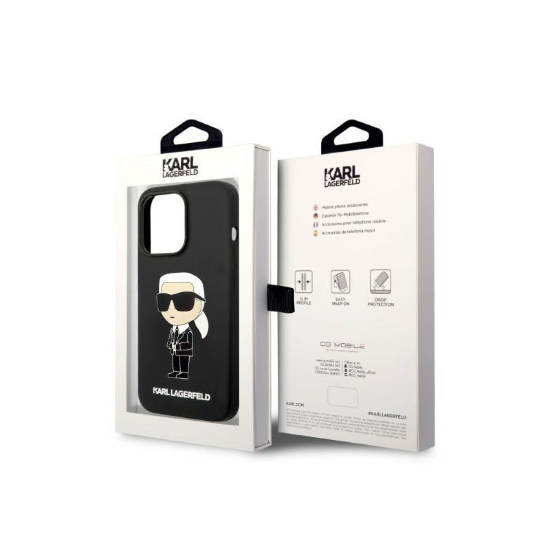Karl Lagerfeld Silicone Ikonik MagSafe dėklas iPhone 14 Pro - juodas