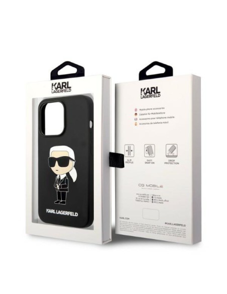 Karl Lagerfeld Silicone Ikonik MagSafe dėklas iPhone 14 Pro - juodas Karl Lagerfeld Silicone Ikonik MagSafe dėklas iPhone 14 Pro - juodas
