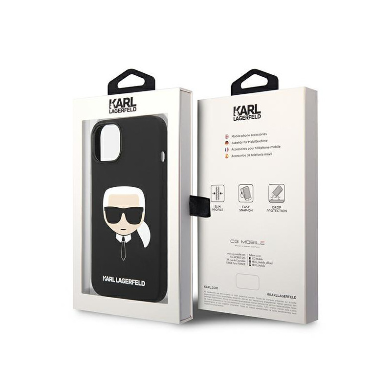 Karl Lagerfeld Silikoninis Karl& 39 s Head MagSafe dėklas iPhone 14 Plus - juodas
