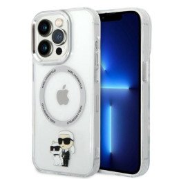 Karl Lagerfeld Iconic Karl&Choupette Magsafe dėklas, skirtas iPhone 14 Pro Max - skaidrus