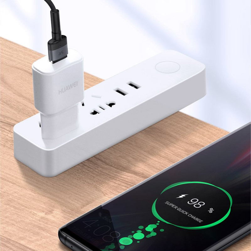 Patvarus USB laidas USB-C 40 W Quick Charge 3.0 QC 3.0 1m pilkai juodas
