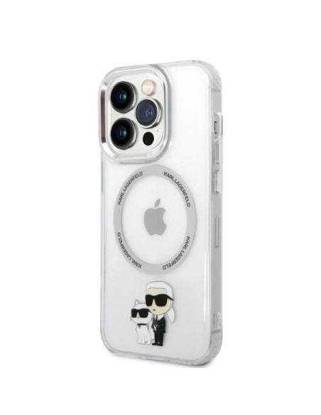Karl Lagerfeld Iconic Karl&Choupette Magsafe dėklas, skirtas iPhone 14 Pro Max - skaidrus