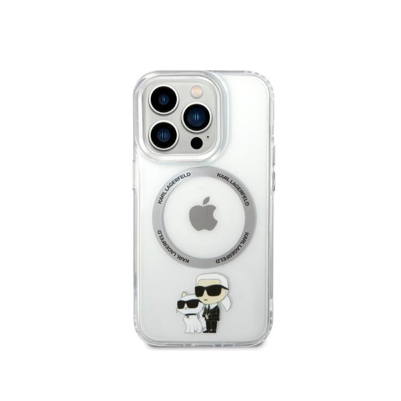 Karl Lagerfeld Iconic Karl&Choupette Magsafe dėklas, skirtas iPhone 14 Pro Max - skaidrus