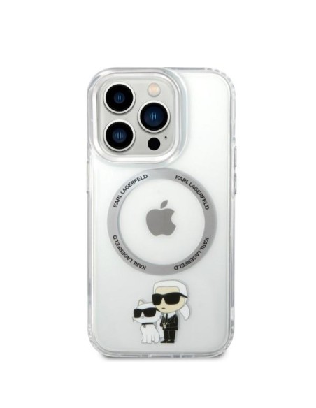 Karl Lagerfeld Iconic Karl&Choupette Magsafe dėklas, skirtas iPhone 14 Pro Max - skaidrus