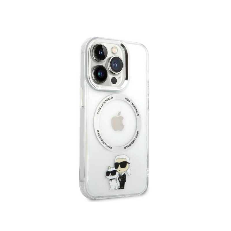 Karl Lagerfeld Iconic Karl&Choupette Magsafe dėklas, skirtas iPhone 14 Pro Max - skaidrus
