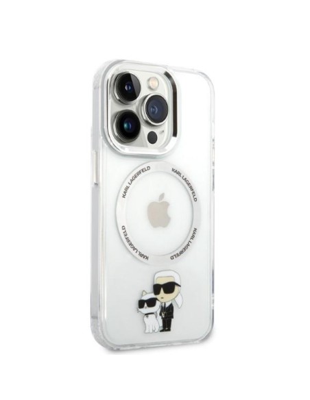 Karl Lagerfeld Iconic Karl&Choupette Magsafe dėklas, skirtas iPhone 14 Pro Max - skaidrus