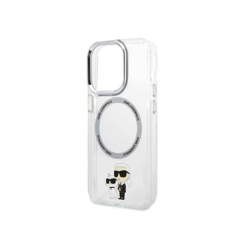 Karl Lagerfeld Iconic Karl&Choupette Magsafe dėklas, skirtas iPhone 14 Pro Max - skaidrus