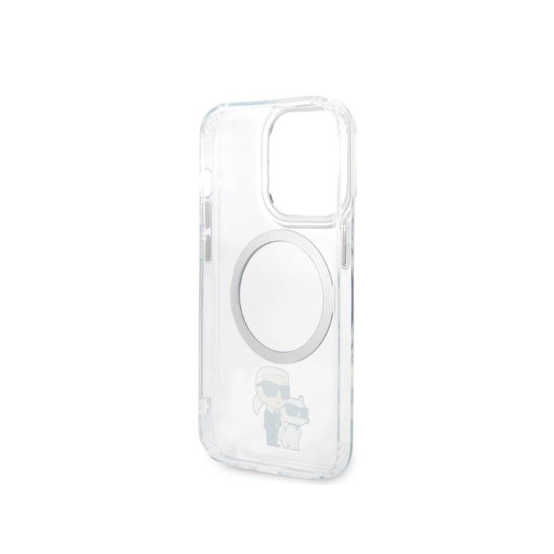 Karl Lagerfeld Iconic Karl&Choupette Magsafe dėklas, skirtas iPhone 14 Pro Max - skaidrus