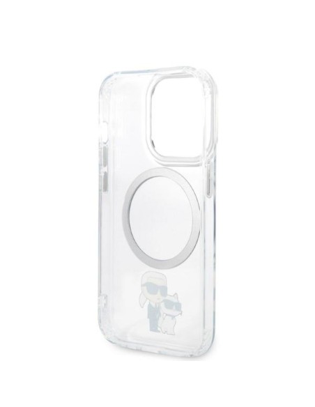 Karl Lagerfeld Iconic Karl&Choupette Magsafe dėklas, skirtas iPhone 14 Pro Max - skaidrus