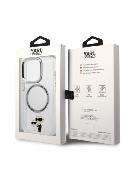 Karl Lagerfeld Iconic Karl&Choupette Magsafe dėklas, skirtas iPhone 14 Pro Max - skaidrus