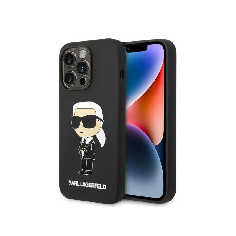Karl Lagerfeld Silicone Ikonik MagSafe dėklas iPhone 14 Pro Max - juodas Karl Lagerfeld Silicone Ikonik MagSafe dėklas iPhone 14 Pro Max - juodas