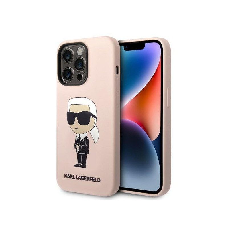 Karl Lagerfeld Silicone Ikonik MagSafe dėklas iPhone 14 Pro Max - rožinis Karl Lagerfeld Silicone Ikonik MagSafe dėklas iPhone 14 Pro Max - rožinis
