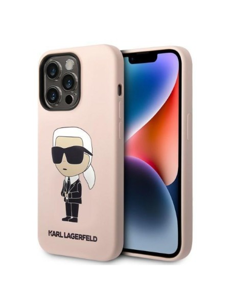 Karl Lagerfeld Silicone Ikonik MagSafe dėklas iPhone 14 Pro Max - rožinis Karl Lagerfeld Silicone Ikonik MagSafe dėklas iPhone 14 Pro Max - rožinis