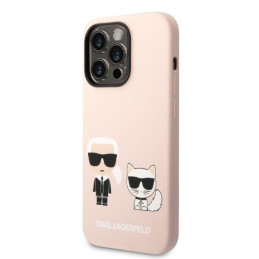 Karl Lagerfeld Silicone Karl&Choupette MagSafe dėklas iPhone 14 Pro Max - šviesiai rožinis