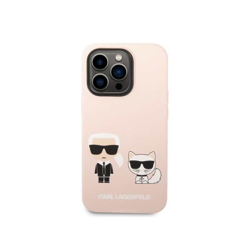 Karl Lagerfeld Silicone Karl&Choupette MagSafe dėklas iPhone 14 Pro Max - šviesiai rožinis