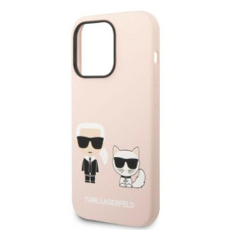 Karl Lagerfeld Silicone Karl&Choupette MagSafe dėklas iPhone 14 Pro Max - šviesiai rožinis