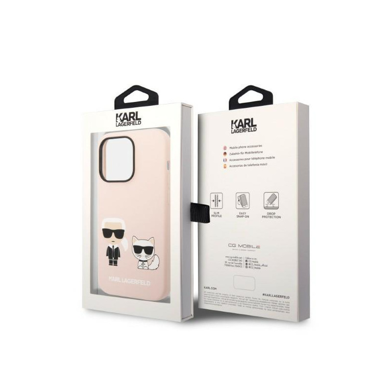 Karl Lagerfeld Silicone Karl&Choupette MagSafe dėklas iPhone 14 Pro Max - šviesiai rožinis