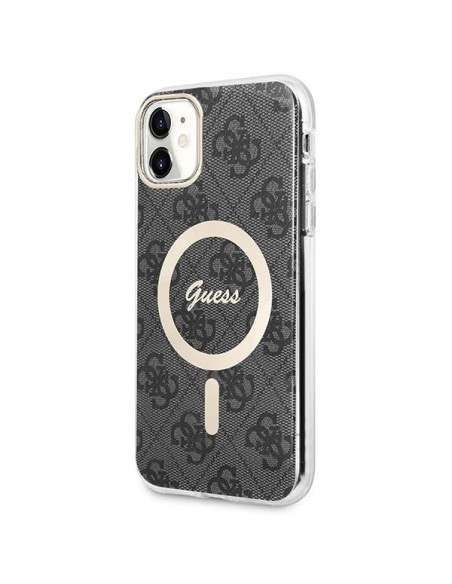 Guess 4G Print MagSafe dėklas, skirtas iPhone 11 + indukcinis įkroviklis - juodas Guess 4G Print MagSafe dėklas, skirtas iPhone 11 + indukcinis įkroviklis - juodas