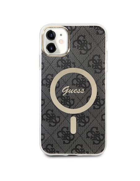 Guess 4G Print MagSafe dėklas, skirtas iPhone 11 + indukcinis įkroviklis - juodas Guess 4G Print MagSafe dėklas, skirtas iPhone 11 + indukcinis įkroviklis - juodas