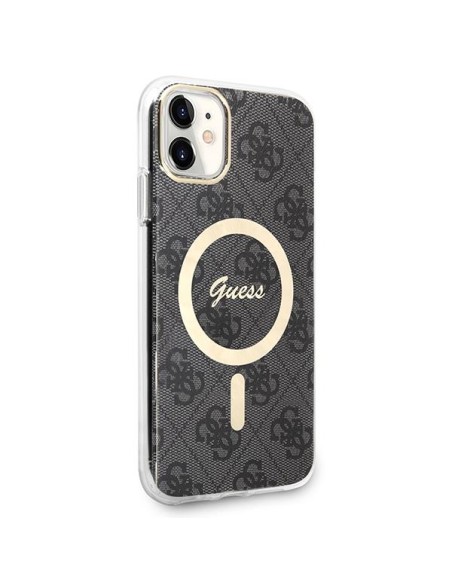 Guess 4G Print MagSafe dėklas, skirtas iPhone 11 + indukcinis įkroviklis - juodas Guess 4G Print MagSafe dėklas, skirtas iPhone 11 + indukcinis įkroviklis - juodas