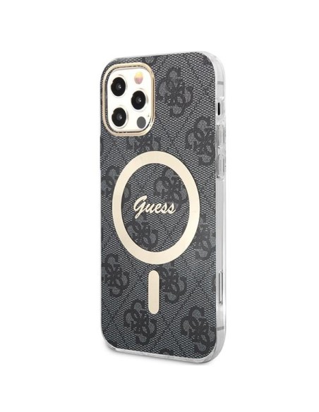 Guess 4G Print MagSafe dėklas, skirtas iPhone 12 / iPhone 12 Pro + indukcinis įkroviklis - juodas Guess 4G Print MagSafe dėklas, skirtas iPhone 12 / iPhone 12 Pro + indukcinis įkroviklis - juodas
