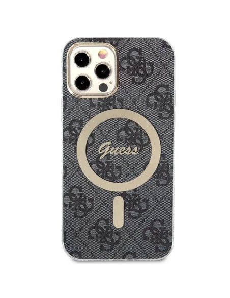 Guess 4G Print MagSafe dėklas, skirtas iPhone 12 / iPhone 12 Pro + indukcinis įkroviklis - juodas Guess 4G Print MagSafe dėklas, skirtas iPhone 12 / iPhone 12 Pro + indukcinis įkroviklis - juodas