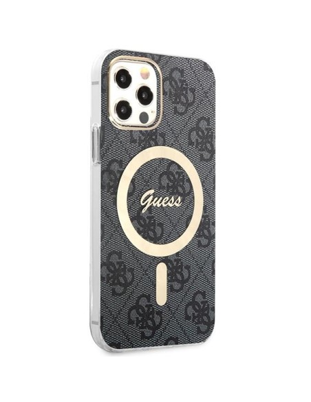 Guess 4G Print MagSafe dėklas, skirtas iPhone 12 / iPhone 12 Pro + indukcinis įkroviklis - juodas Guess 4G Print MagSafe dėklas, skirtas iPhone 12 / iPhone 12 Pro + indukcinis įkroviklis - juodas