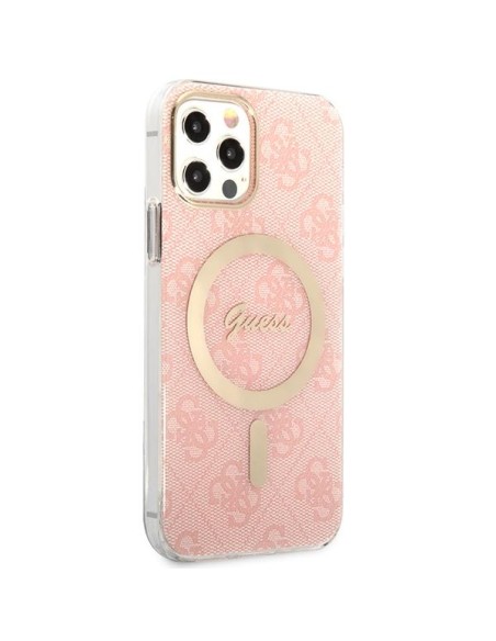 Guess 4G Print MagSafe dėklas, skirtas iPhone 12 / iPhone 12 Pro + indukcinis įkroviklis - rožinė Guess 4G Print MagSafe dėklas, skirtas iPhone 12 / iPhone 12 Pro + indukcinis įkroviklis - rožinė