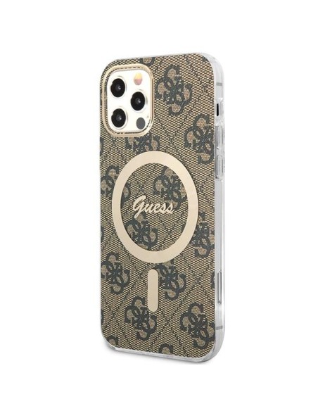 Guess 4G Print MagSafe dėklas, skirtas iPhone 12 / iPhone 12 Pro + indukcinis įkroviklis - ruda Guess 4G Print MagSafe dėklas, skirtas iPhone 12 / iPhone 12 Pro + indukcinis įkroviklis - ruda